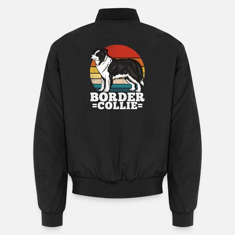 Border Collie Retro - Unisex Bomber Jacket - black
