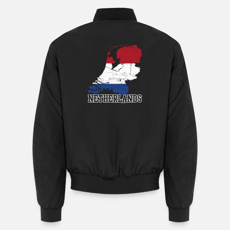 Netherlands Flag Map Silhouette Unisex Bomber Jacket