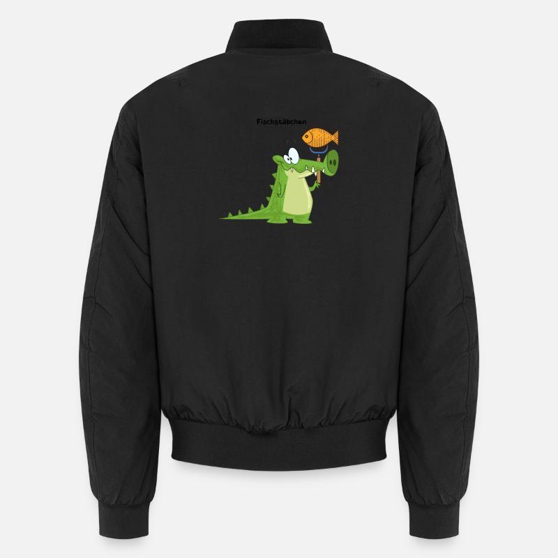 Krokodil Fischstäbchen mit Wort Unisex Bomberjacke