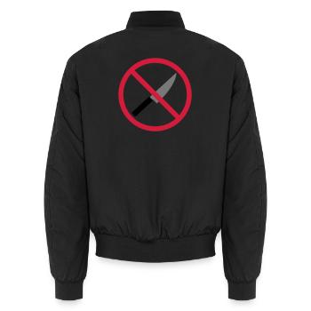 Forbidden sign knife - Unisex Bomber Jacket - black - Back - AI Model Male 185 light (185cm)