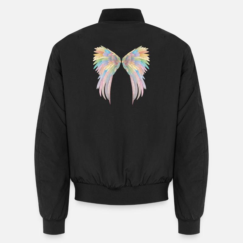 Wunderschöne pastellfarbene Engelsflügel Unisex Bomberjacke