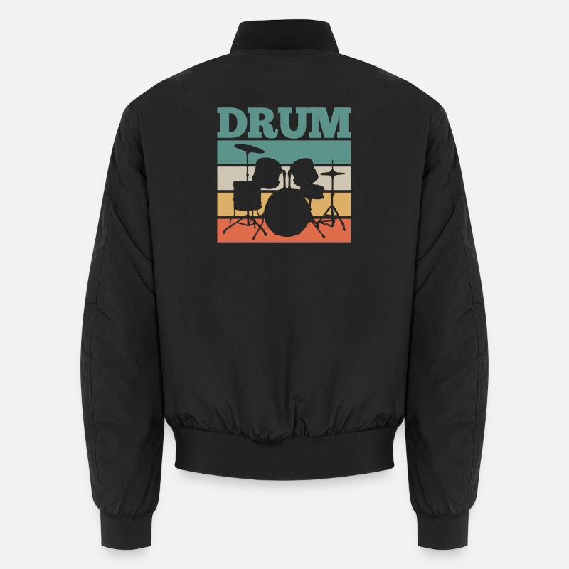 Drummer Drums Retro - Bomber unisexe - noir