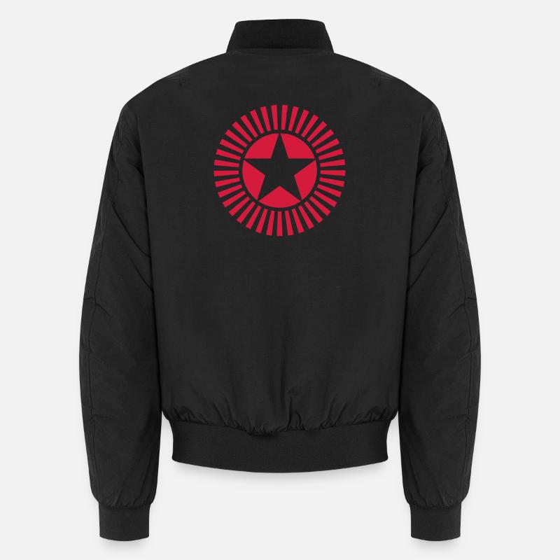 Kunstvoller roter Stern mit Strahlenkranz - Unisex Bomberjacke - Schwarz