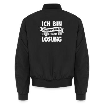 Ich bin Servicetechniker ich finde immer 1 Lösung! - Unisex Bomberjacke - Schwarz - Hinten - AI Model Male 185 light (185cm)