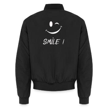 Smile - Unisex Bomberjacke - Schwarz - Hinten - AI Model Male 185 light (185cm)