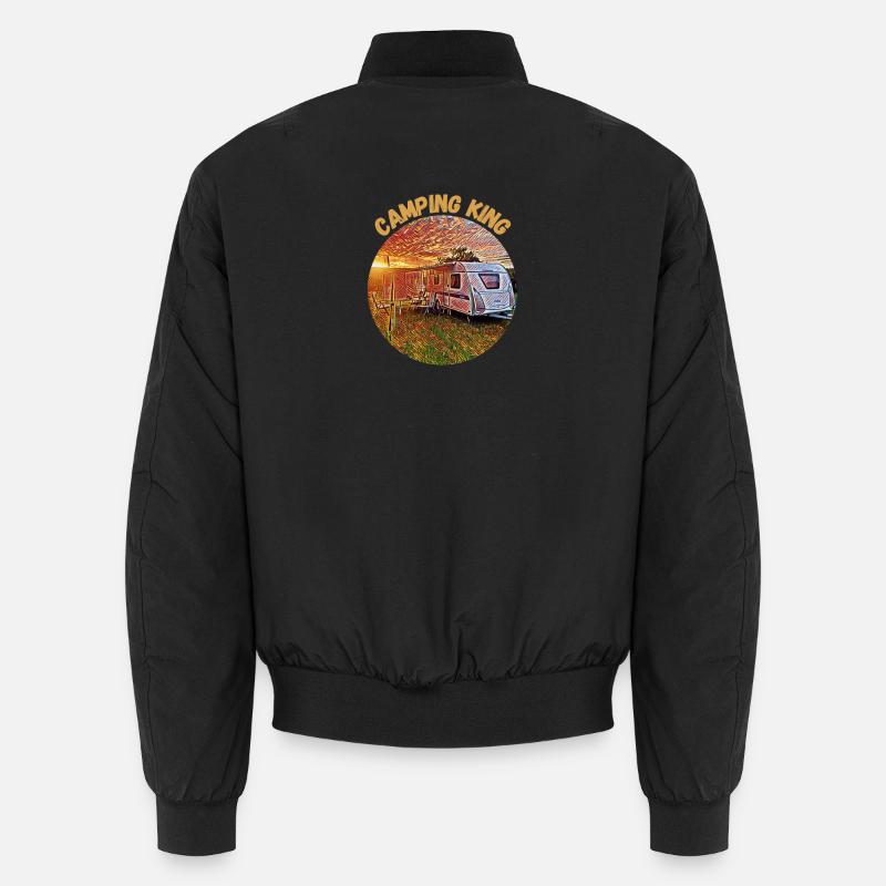 Camping King, Caravan, Design, Gift idea, - Unisex Bomber Jacket - black