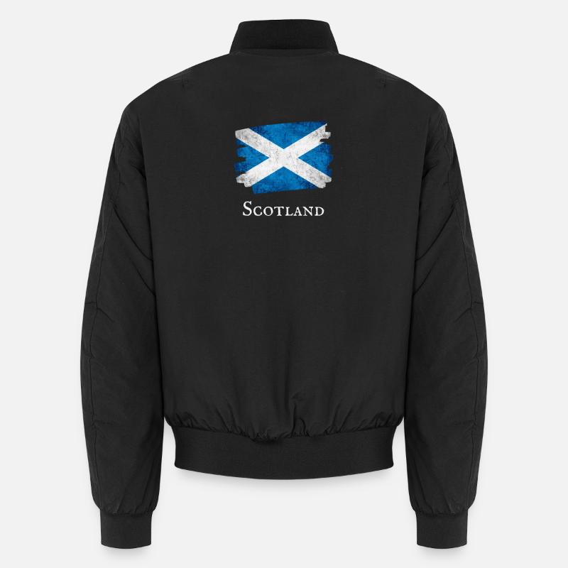 Scotland Grunge Flag - Unisex Bomber Jacket - black