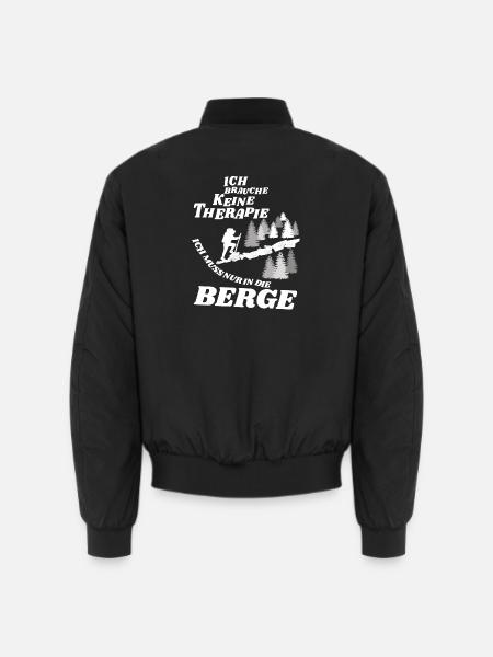 Brauche keine Therapie, ich muss nur in die Berge - Unisex Bomberjacke - Schwarz