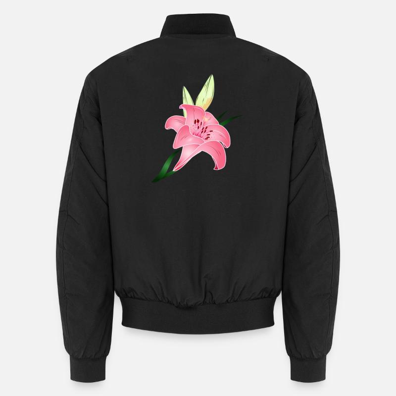 fleur de lys rose avec deux bourgeons Bomber unisexe