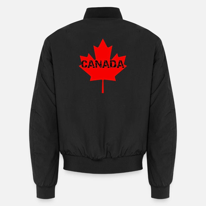 Faded Canada Maple Stamp - Unisex Bomber Jacket - black