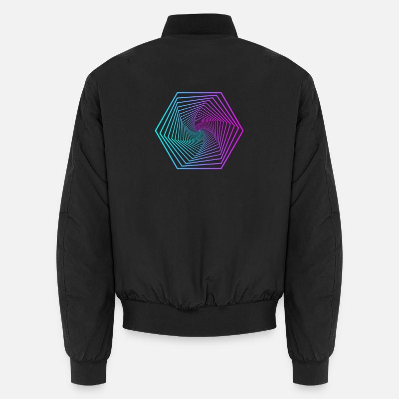 Neon-Polygonspirale Gradient - Unisex Bomberjacke - Schwarz