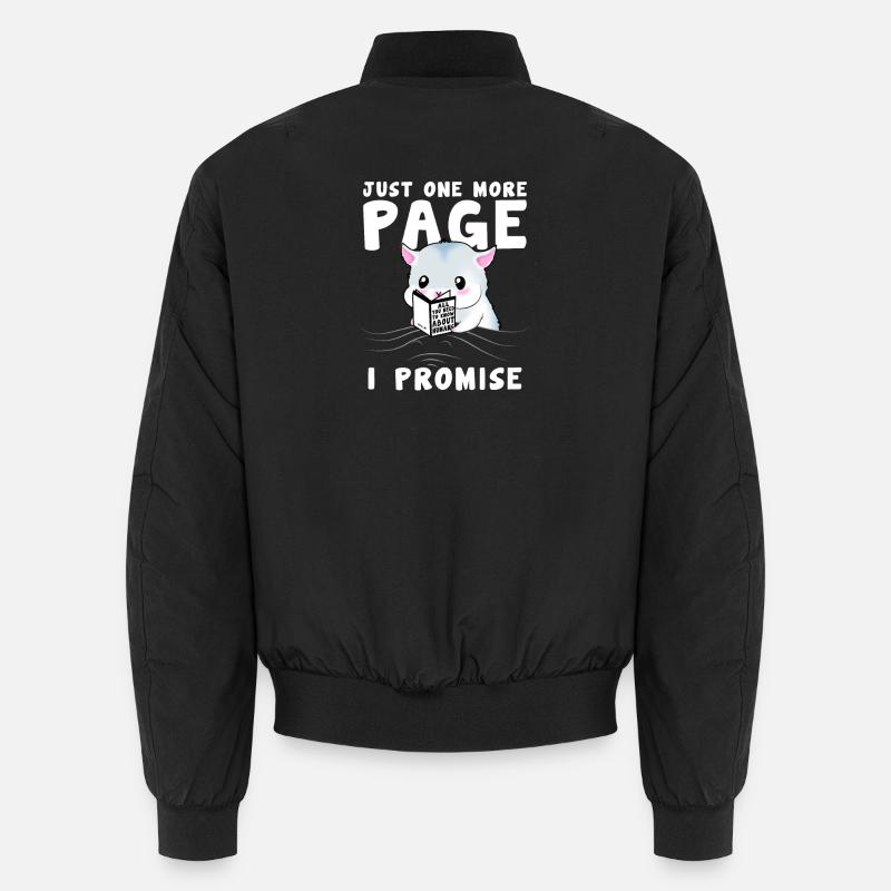 Just One More Page Hamster Lesen Bücher Nerd Gesch Unisex Bomberjacke