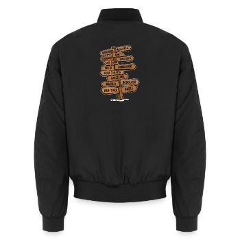 Urlaub Verreisen Reisen Ferien Chillen Relaxen - Unisex Bomberjacke - Schwarz - Hinten - AI Model Male 185 light (185cm)