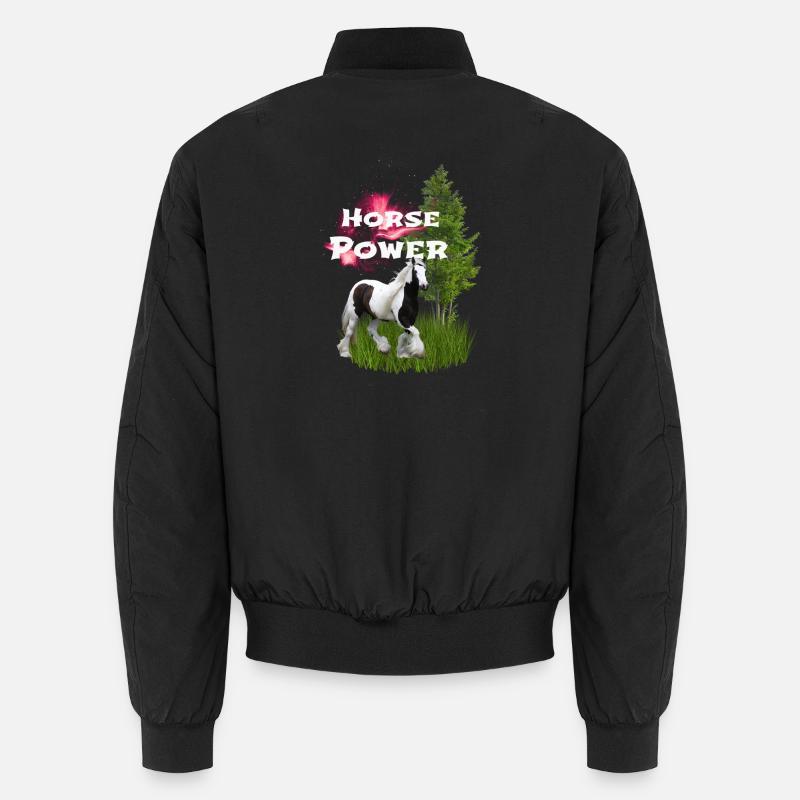 Powerful Horses Illustration - Unisex Bomber Jacket - black