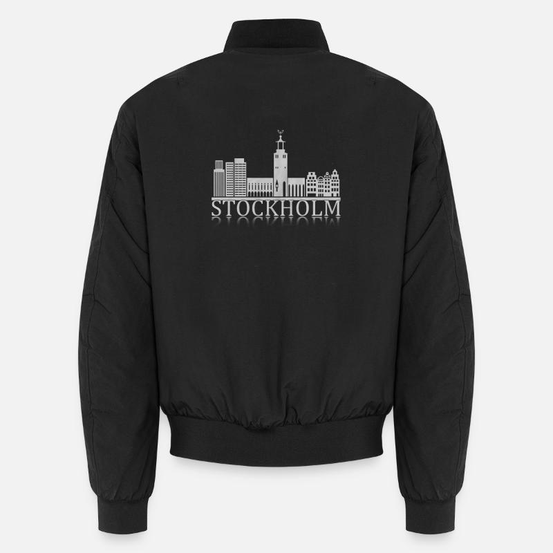 Stockholm Skyline Reflection - Unisex Bomber Jacket - black