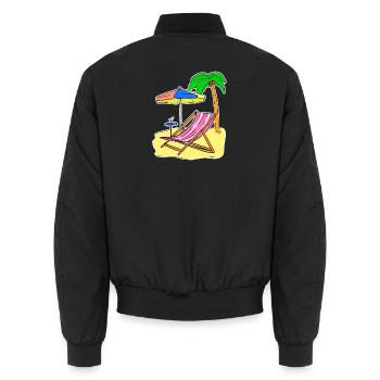 Sun Sea Beach Summer Palm Trees Relax Vacation - Unisex Bomber Jacket - black - Back - AI Model Male 185 light (185cm)