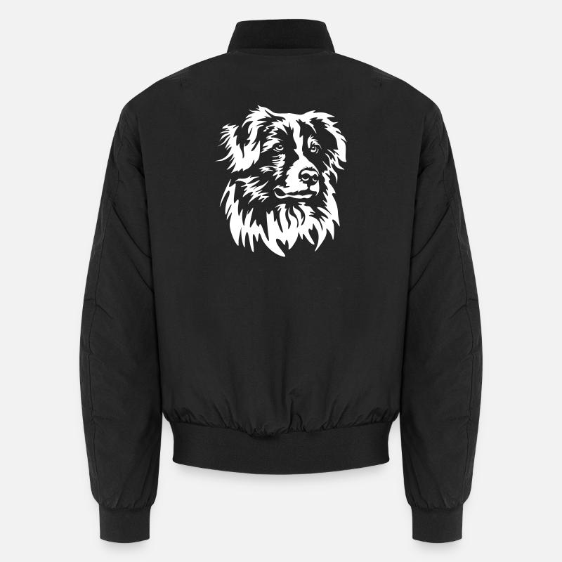 Australian Shepherd Kopf "Black Edition" Unisex Bomberjacke