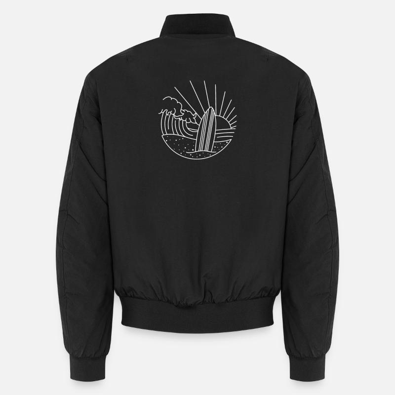 Surfboard waves sunrise - Unisex Bomber Jacket - black
