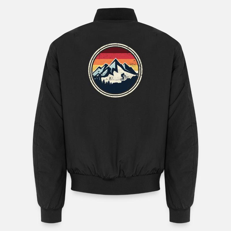 Retro Ridge Mountain Biker Silhouette Unisex Bomber Jacket