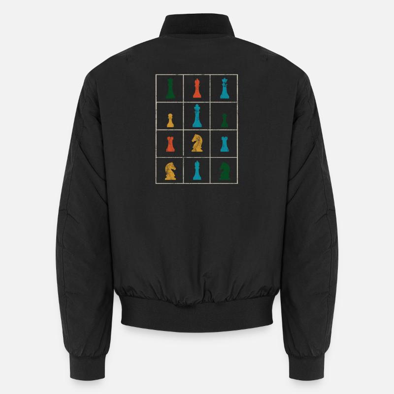 Schach Schachbrett Schachfiguren Unisex Bomberjacke