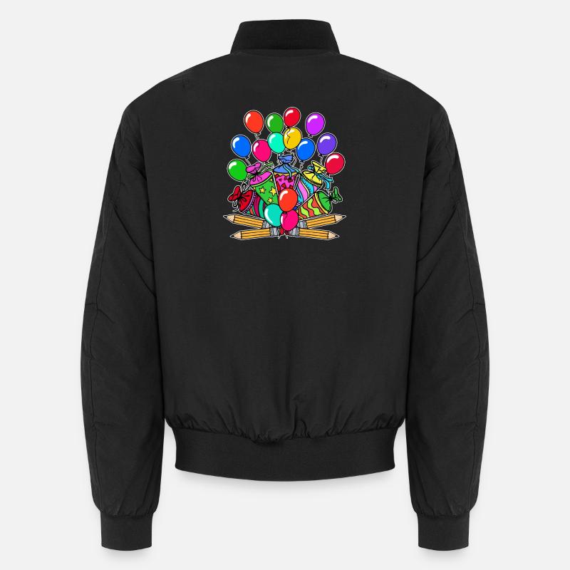 Schulbeginn Luftballon Bleistift Schultüte Start Unisex Bomberjacke