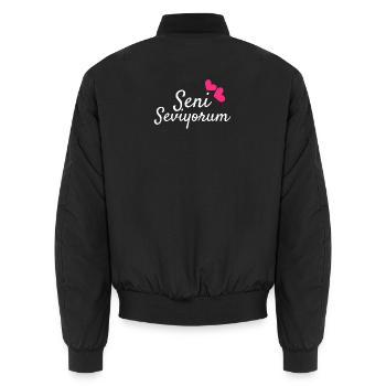 Seni Séviyorum Turc Idée cadeau - Bomber unisexe - noir - Dos - AI Model Male 185 light (185cm)