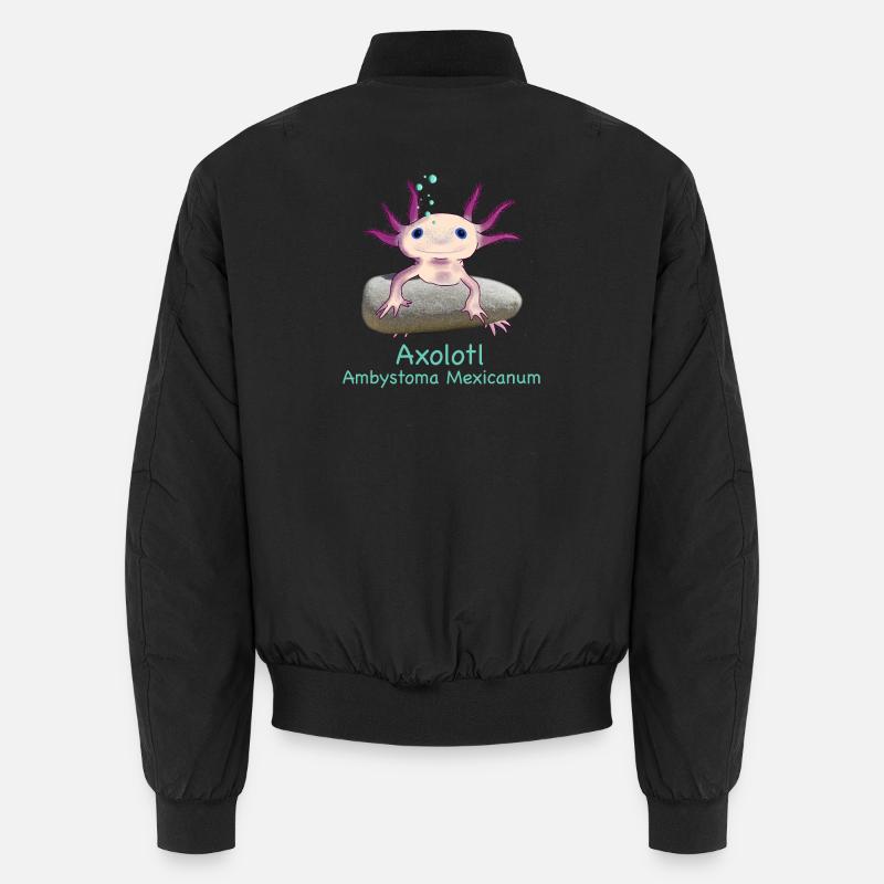 Iconic Axolotl Chilling, Hand Drawn Unisex Bomber Jacket