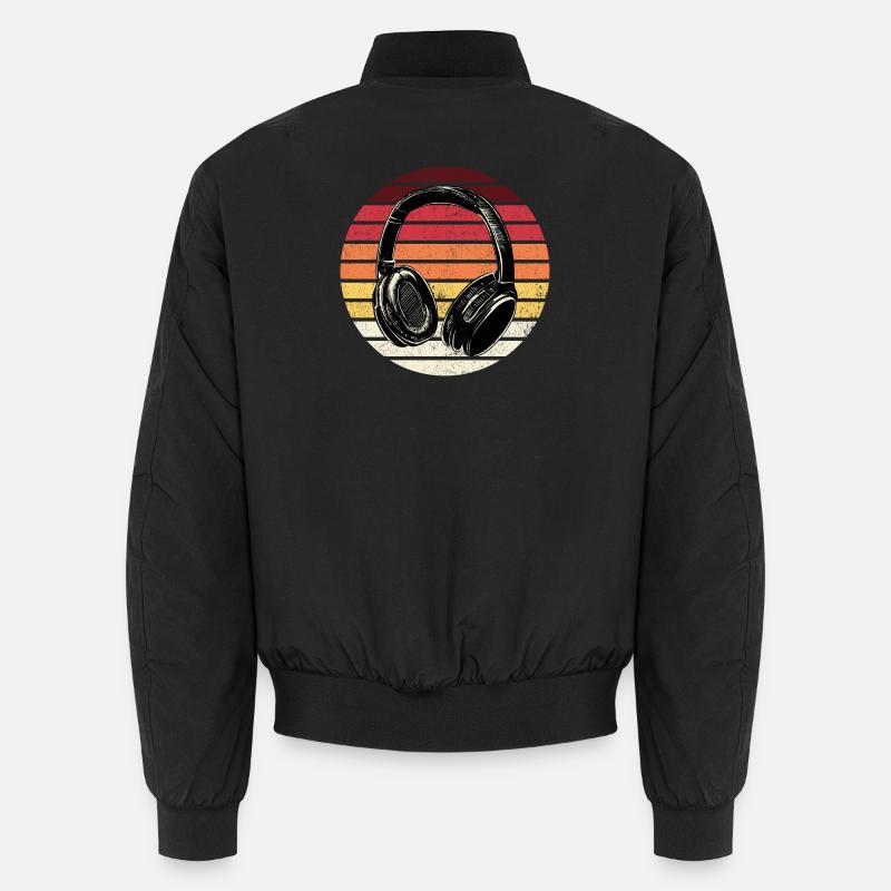 Retro Sunset Kopfhörer Unisex Bomberjacke