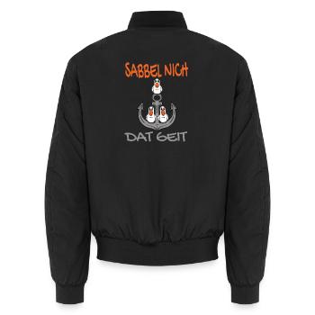Anker mit Möwen Sabbel Nich Dat Geit - Unisex Bomberjacke - Schwarz - Hinten - AI Model Male 185 light (185cm)