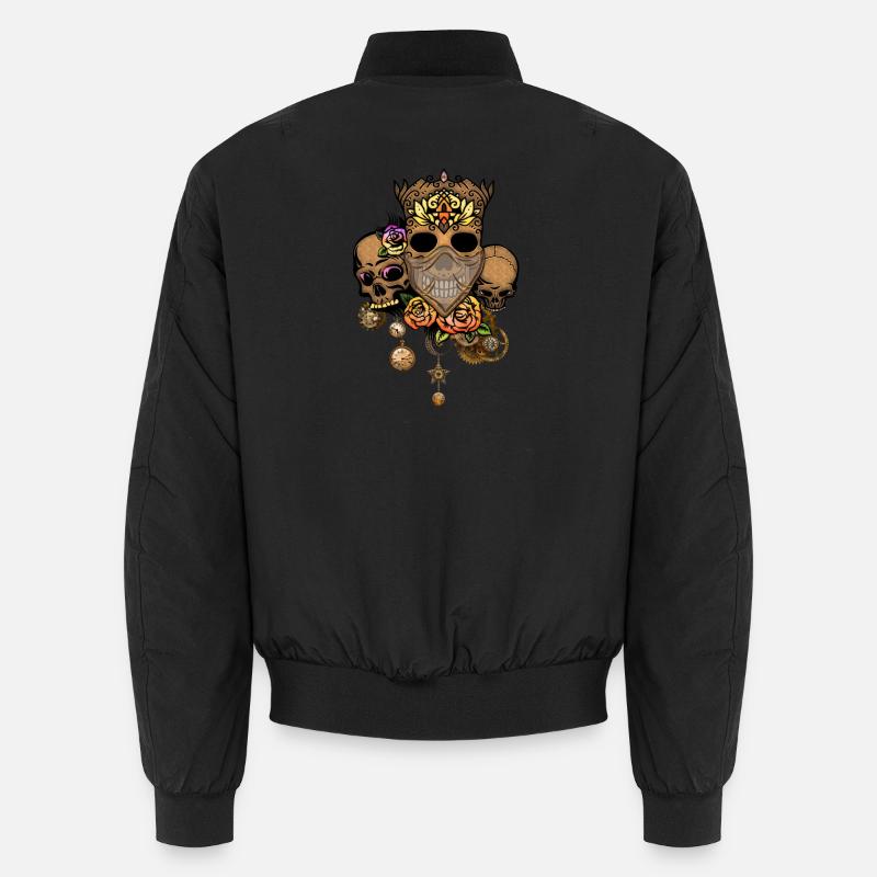 Crâne Steampunk avec des fleurs Bomber unisexe