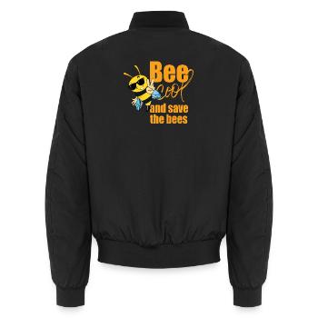 Bee Cool Save the Bees : abeille écologie humour - Bomber unisexe - noir - Dos - AI Model Male 185 light (185cm)