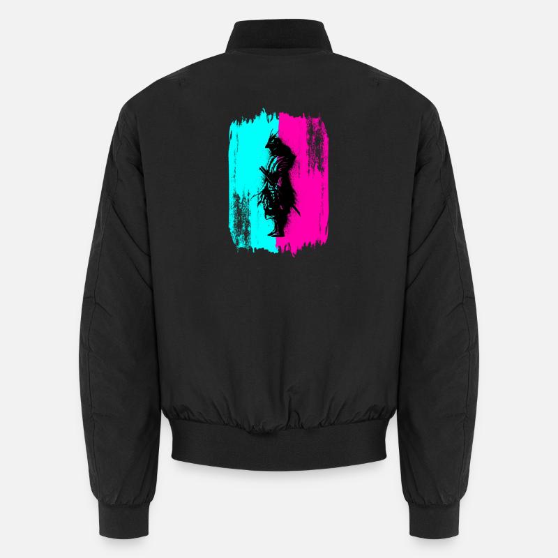 Samurai Silhouette Japan Krieger Schwarz Kunst Unisex Bomberjacke