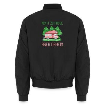 Camping Camper Wohnmobil - Unisex Bomberjacke - Schwarz - Hinten - AI Model Male 185 light (185cm)