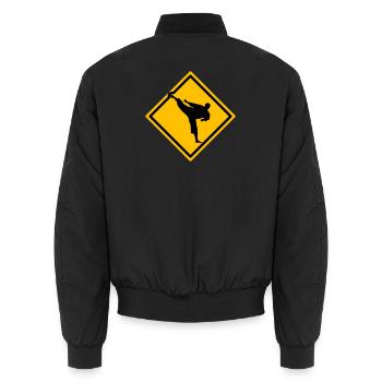 Karate Warnschild Yokogeri - Unisex Bomberjacke - Schwarz - Hinten - AI Model Male 185 light (185cm)
