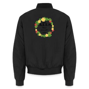 Super aesh Merci pour cette année fleur vacances - Bomber unisexe - noir - Dos - AI Model Male 185 light (185cm)