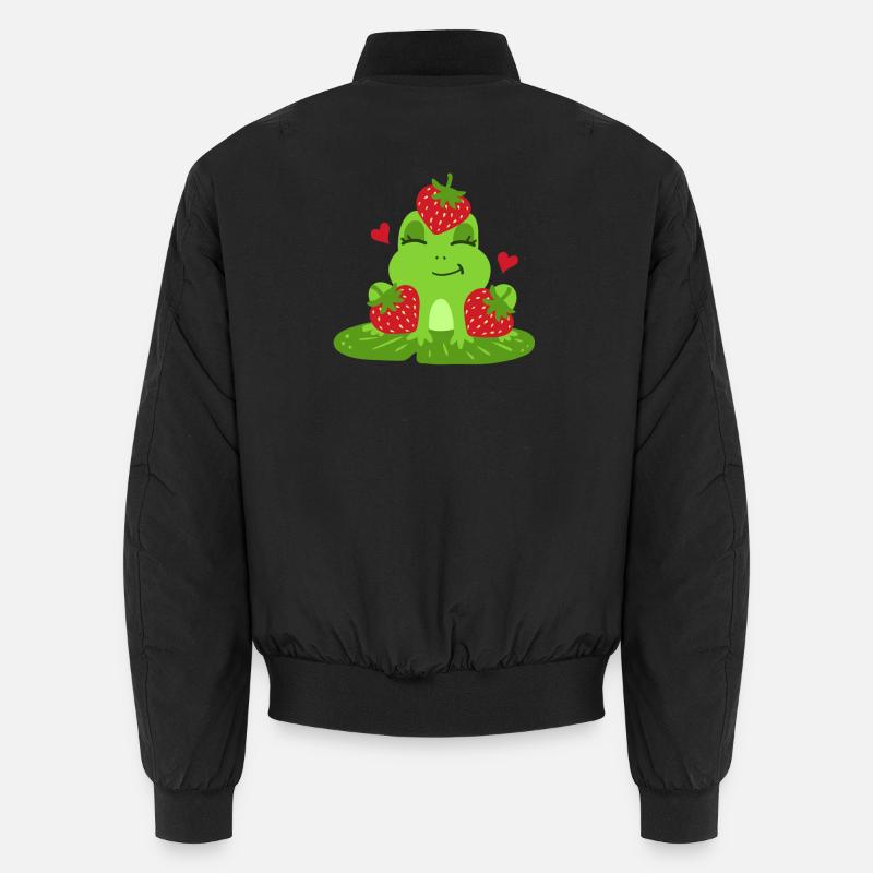 Frosch Erdbeere Kawaii - Unisex Bomberjacke - Schwarz
