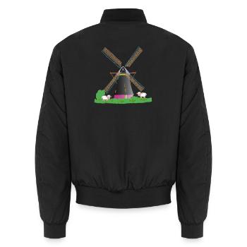 Windmühle mit Schafen - Unisex Bomberjacke - Schwarz - Hinten - AI Model Male 185 light (185cm)