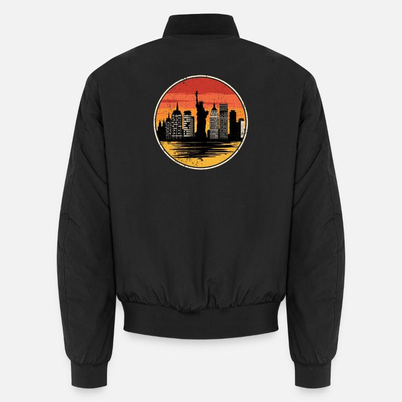 Sunset Liberty Skyline - Unisex Bomber Jacket - black