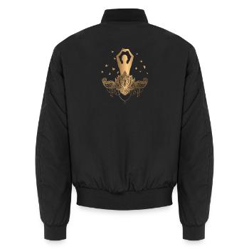 Meditation Gold Yoga Zen Schmetterlinge Geschenk - Unisex Bomberjacke - Schwarz - Hinten - AI Model Male 185 light (185cm)