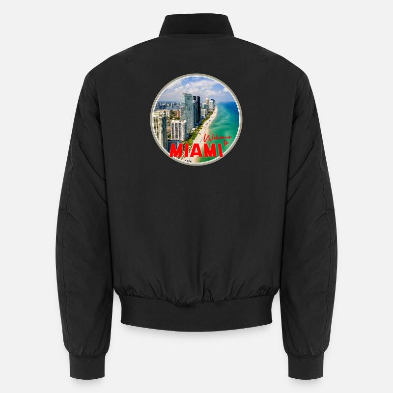 Welcome to Miami Beach and Skyline Unisex Bomber Jacket