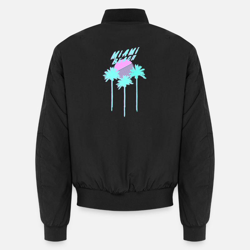 Miami Beach 80's Retro Palmen - Unisex Bomberjacke - Schwarz