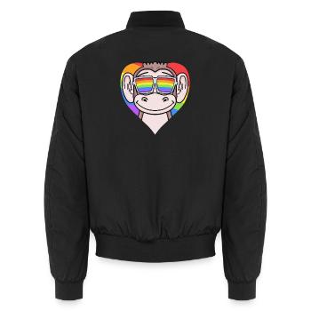 Cœur LGBT avec singe arc-en-ciel - Bomber unisexe - noir - Dos - AI Model Male 185 light (185cm)