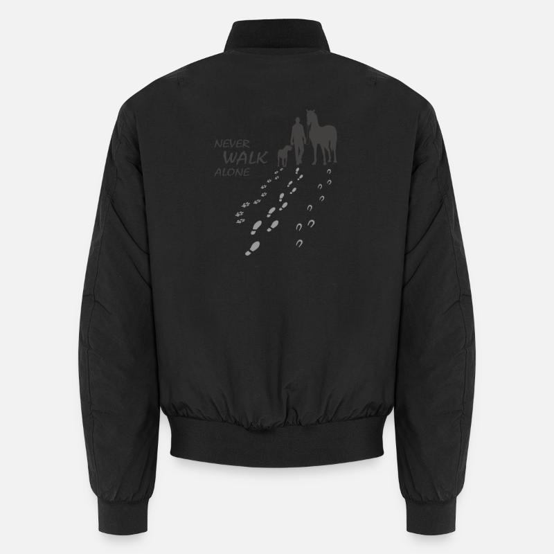 Never walk alone - Hund Pferd Reiter gemeinsam Unisex Bomberjacke