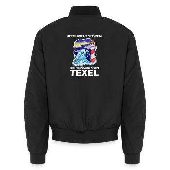 Texel Leuchtturm Nordsee - Unisex Bomberjacke - Schwarz - Hinten - AI Model Male 185 light (185cm)