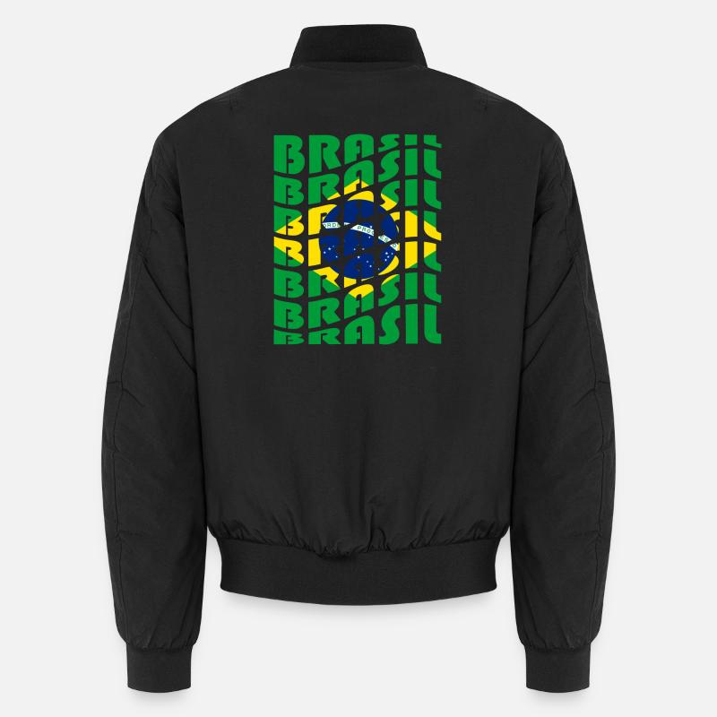 Brazil Lettering Flags Design - Unisex Bomber Jacket - black
