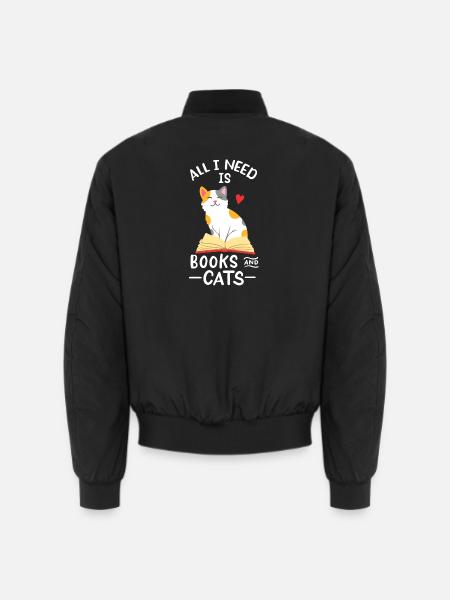 Bücher Katzen - Unisex Bomberjacke - Schwarz