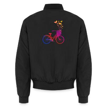 Women's bike, bicycle butterflies - Unisex Bomber Jacket - black - Back - AI Model Male 185 light (185cm)