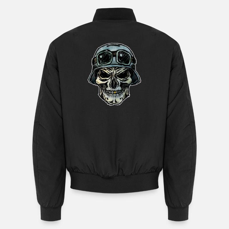 Crazy Biker Totenkopf mit Helm Unisex Bomberjacke