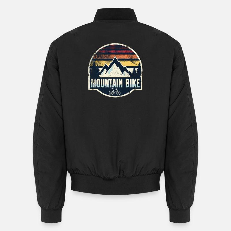 Retro Mountain Bike Patch - Unisex Bomber Jacket - black