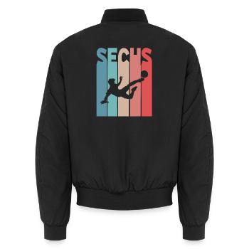 Fußball 6 Jahre Kindergeburtstag - Unisex Bomberjacke - Schwarz - Hinten - AI Model Male 185 light (185cm)
